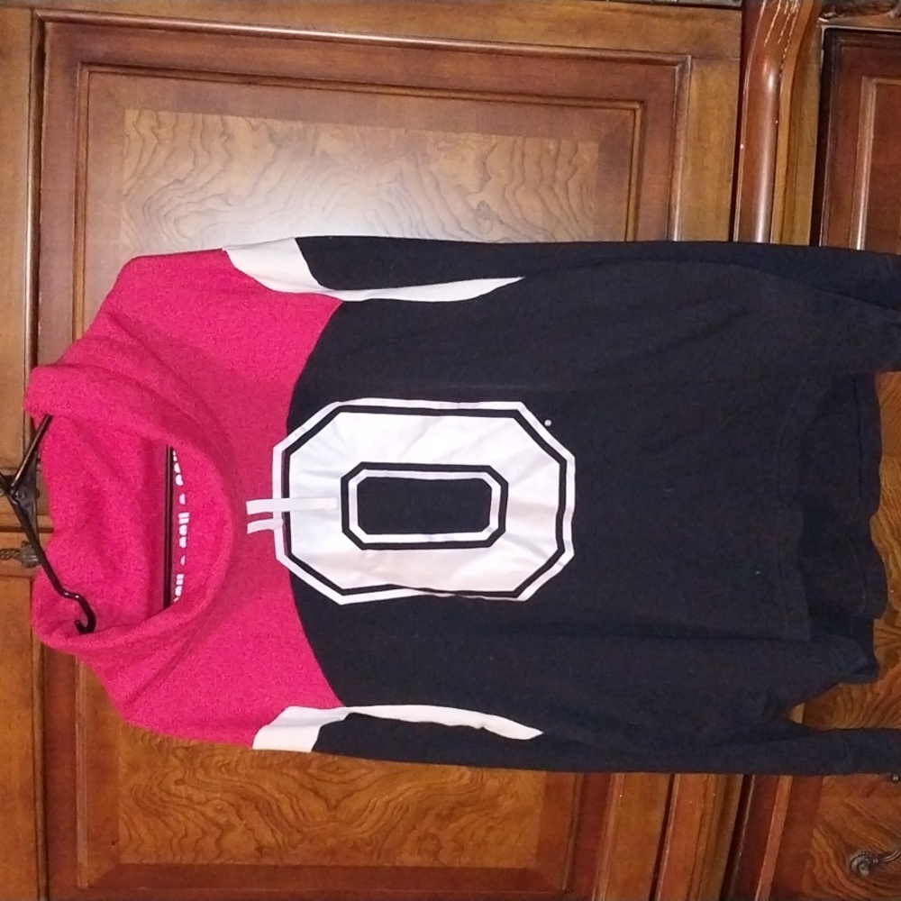 Pink VS. Woman's Large Ohio St. Buckeyes Cowl Neck Long Sleeved Sweater